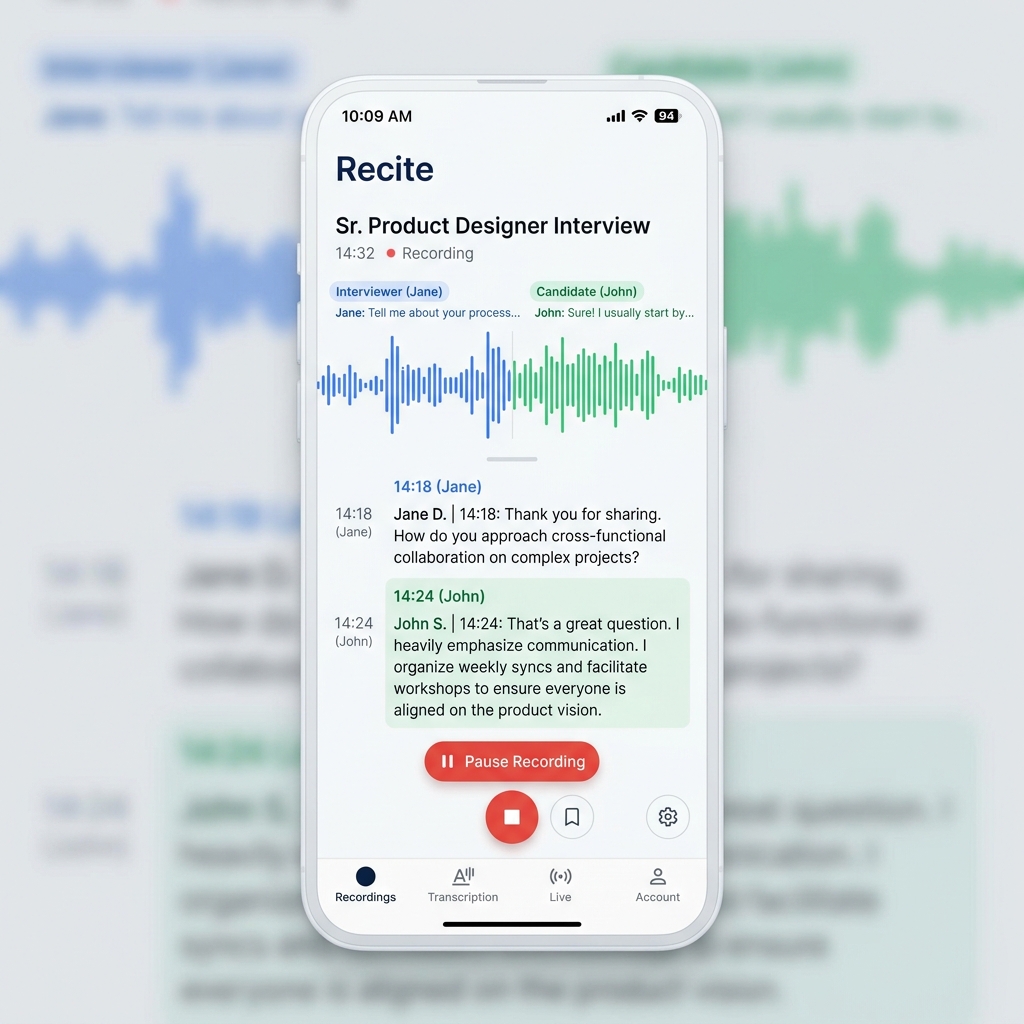 Recite App Mockup